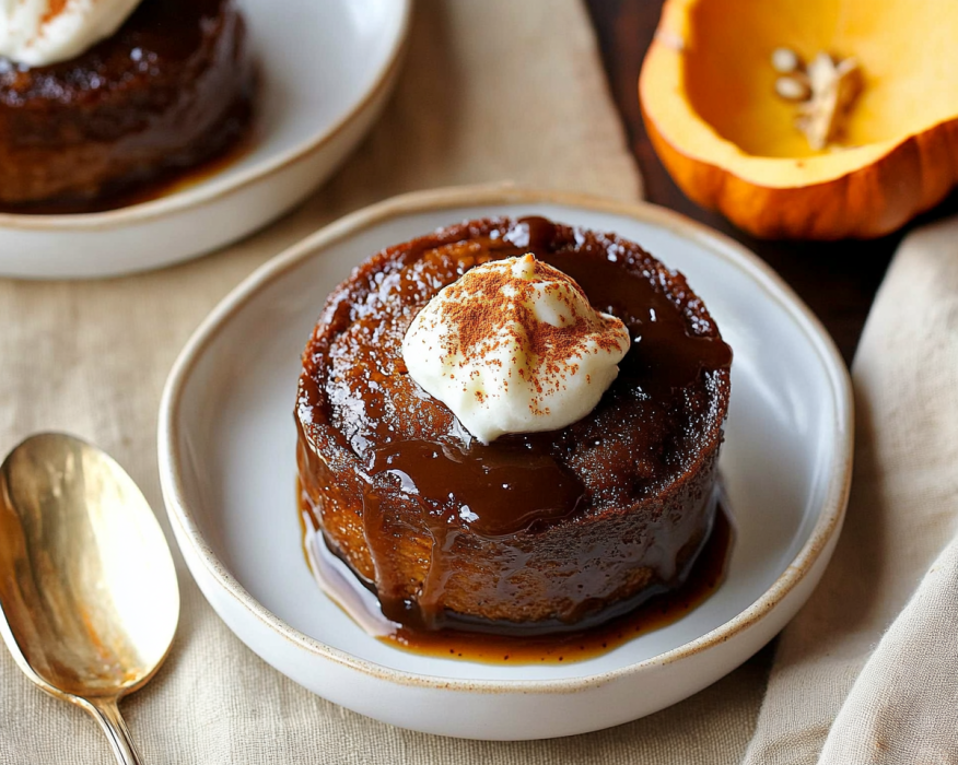 Pumpkin Sticky Toffee Puddings for Two

