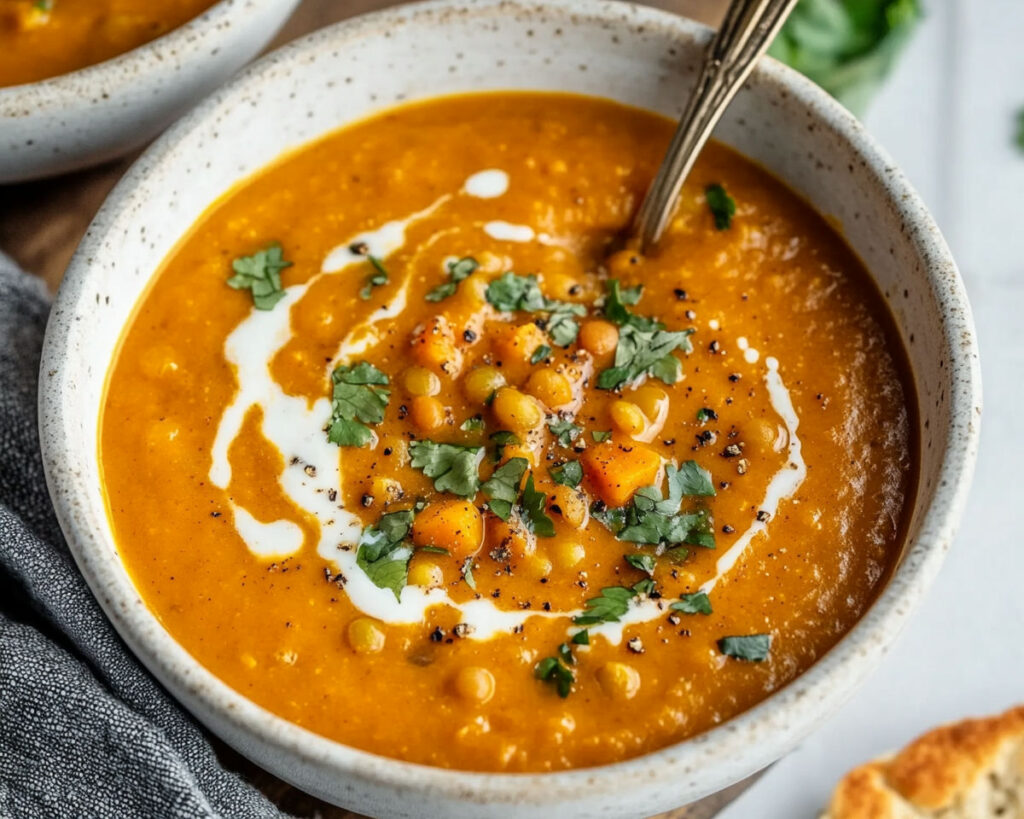 Vegan Curried Pumpkin Lentil Soup