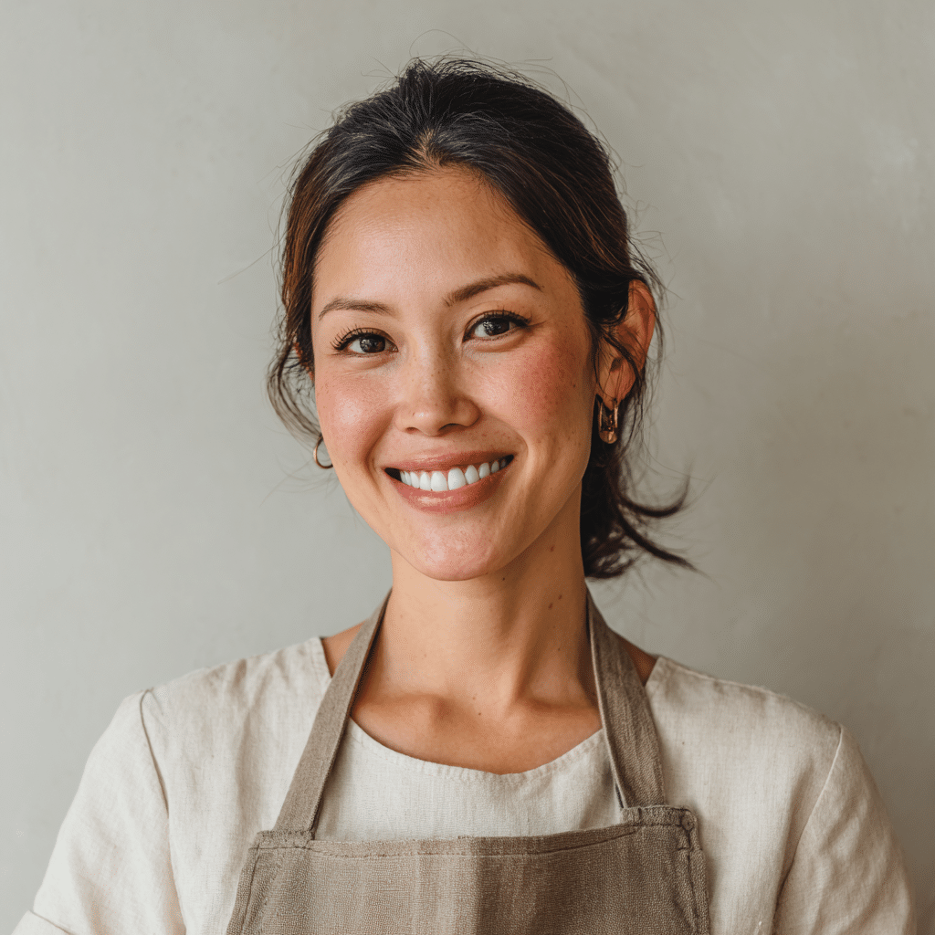 siimo67 a photograph of a female chef in her thirties with bl 48a66b05 6738 466e af82 f48955002f8a 1